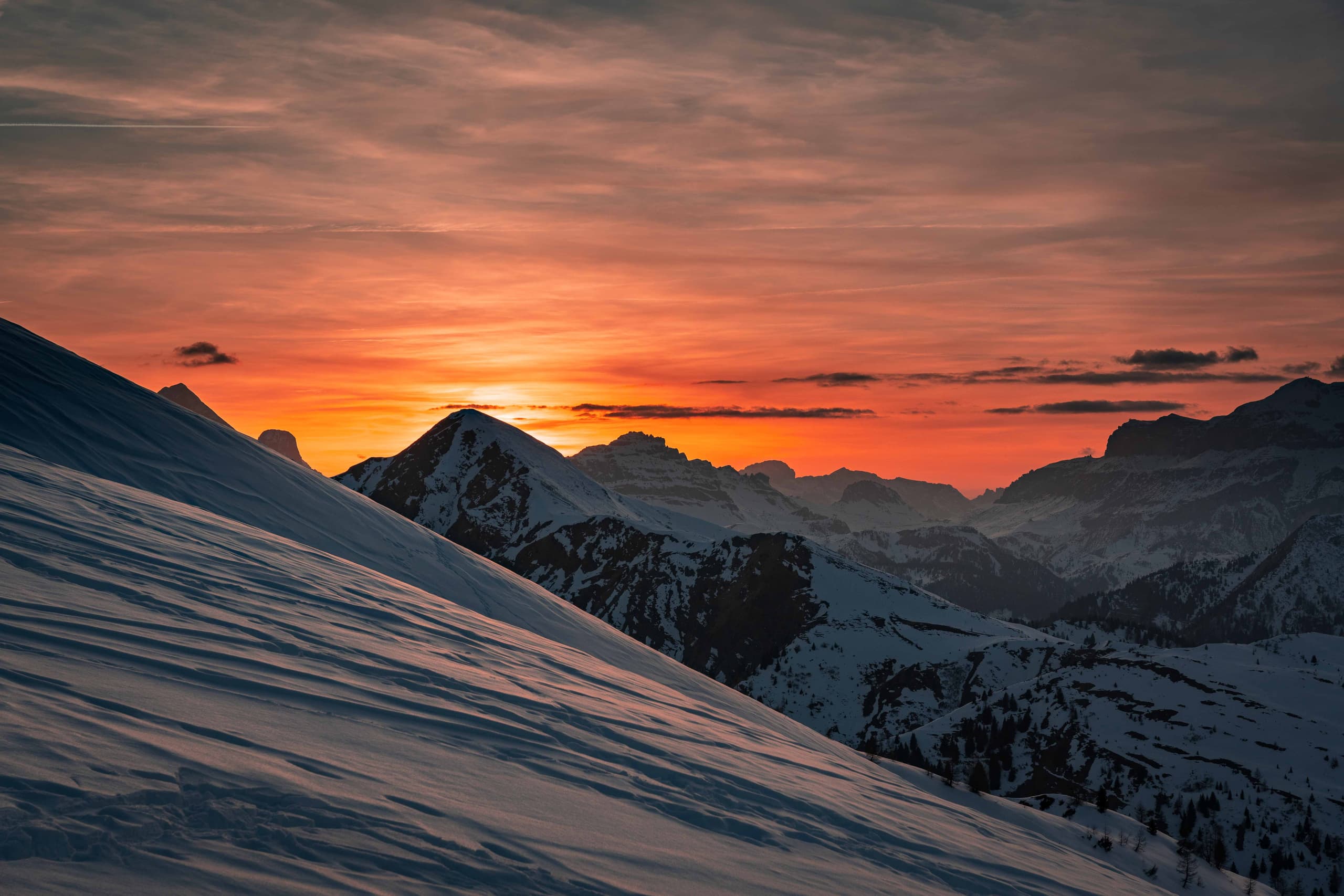 Dolomiten Gipfelgrat im Abendrot
