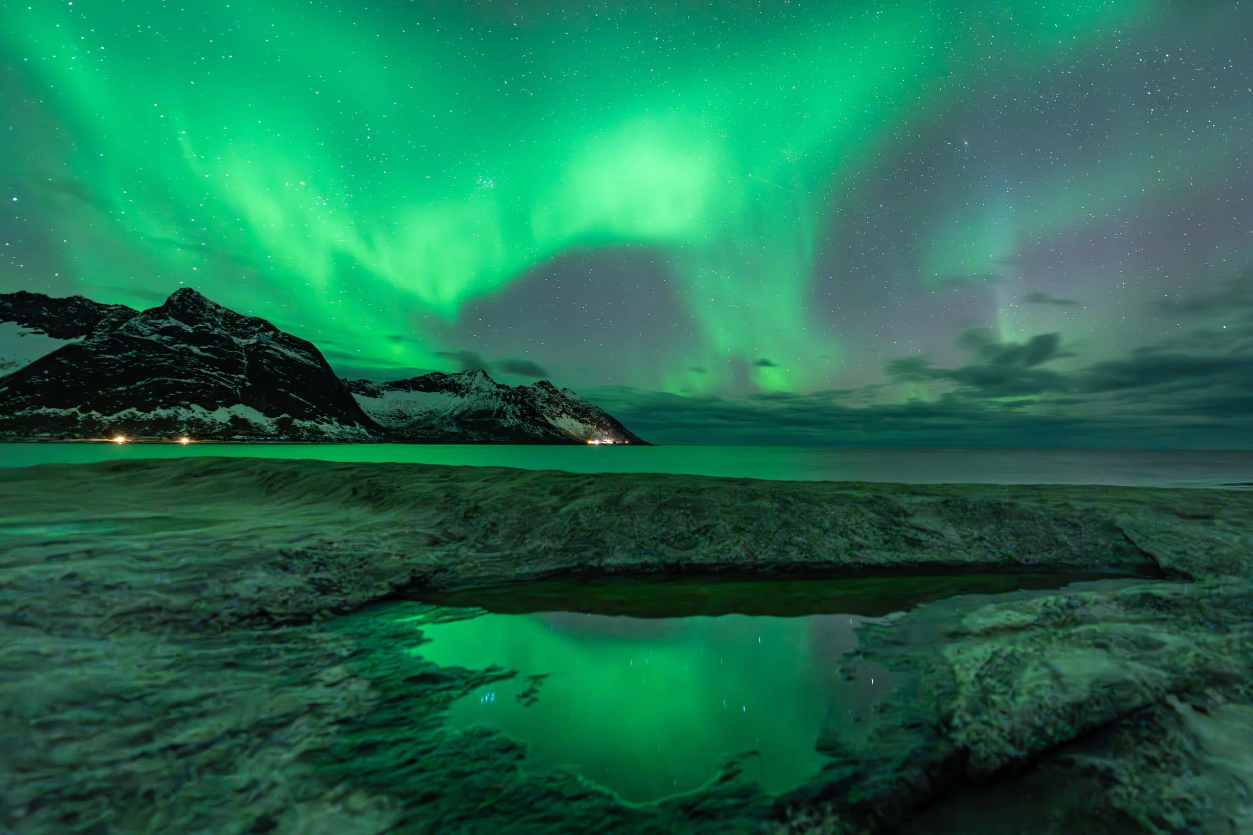 Aurora Borealis Felsenspiegelung